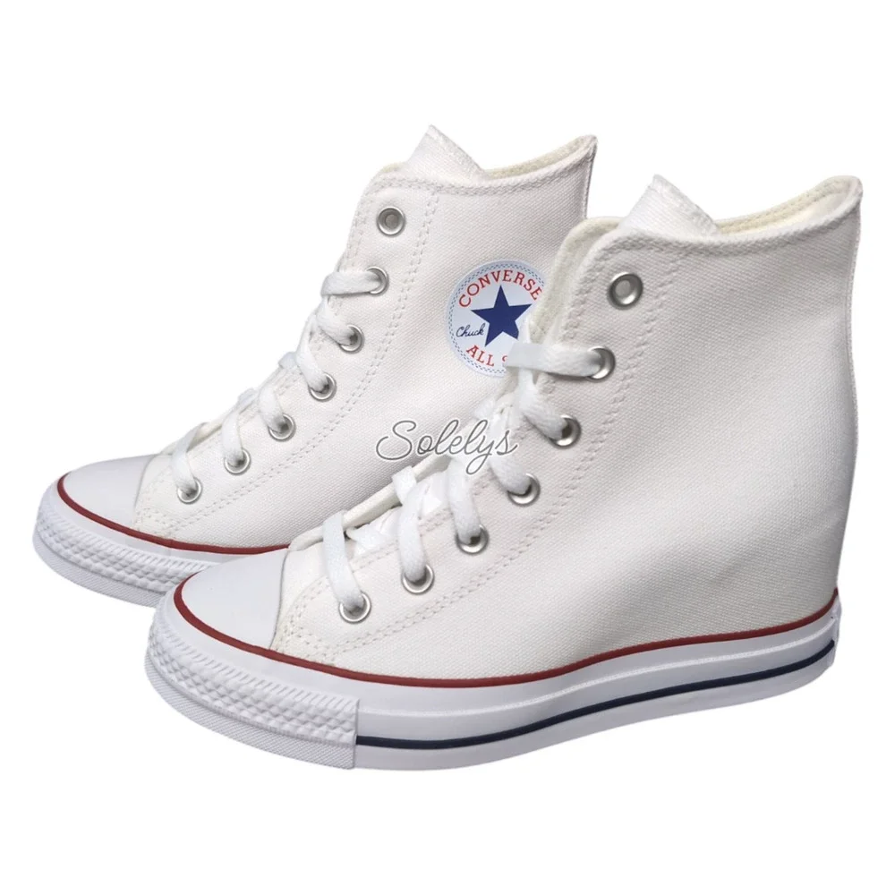 Converse Chuck Taylor All Star Hidden Wedge Platform White Sneaker 10 NEW - Picture 5 of 10
